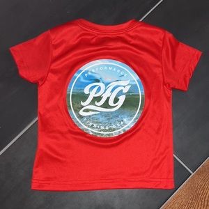 Columbia PFG Size 2T Boys Red Short Sleeve Rash guard/Fishing shirt